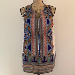 SOLD—Sleeveless Multicolor Dashiki Print Blouse